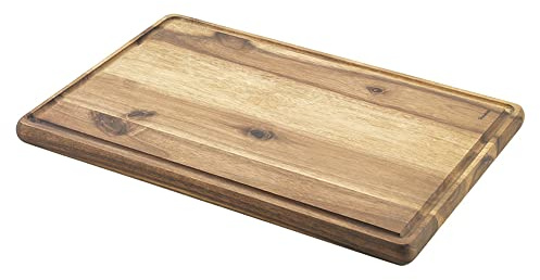 Metaltex Planche à découper en bois d'acacia avec rigole pour jus 39 x 26 x 2 cm Marron