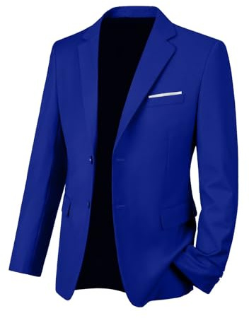 Casual Blazer for Men Slim Fit Suit Jacket Men's Sport Coat Two Button Solid Blzer Jacket Prom Party Royal Blue L