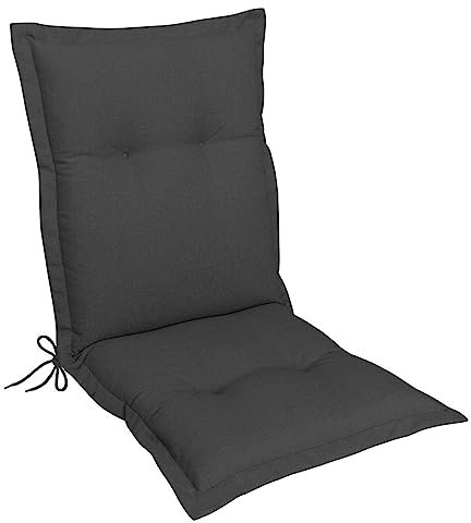 OUTLIV. Rom Sesselauflage nieder, Sitz- Rückenkissen, 103x50 cm, Olefin Outdoorstoff, Anthrazit, hochwertige Sitzauflage für Gartensessel und Gartenstuhl