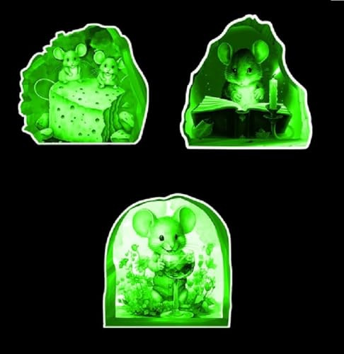 HGDESIGN® Wandtattoo Leuchtend Wandaufkleber Leuchtsticker Maus Liest Buch Maus Loch Kinderzimmer Babyzimmer Kind Baby Junge Mädchen Wandsticker Wandbild Wanddeko (B)