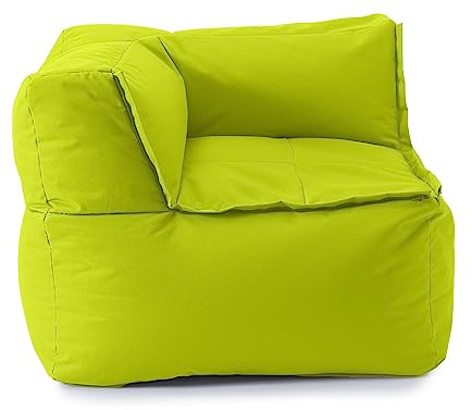 Lumaland Sitzsack-Lounge Modular Eckteil | Waschbare Sitzmöbel für Innenräume & Garten | Indoor & Outdoor Sitz-Garnitur | Wasserfester Ecksessel | Einfach erweiterbar 81x81x70cm [Apfelgrün]