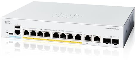 Cisco Catalyst 1200-8FP-2G-Smart-Switch, 8-Port-GE, vollständiges PoE, 2 x 1-GE-Kombi, eingeschränkter Lebenszeitschutz (C1200-8FP-2G)