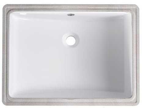 GAOMON Fregadero de baño empotrado, rectangular de 22 x 16 pulgadas, lavabo de cerámica blanca con desbordamiento, color blanco