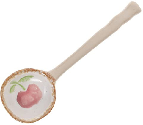 Cabilock Cuchara De Cerámica Decorativa Sopera Pequeña Mango Anti-escaldadura Multifunción