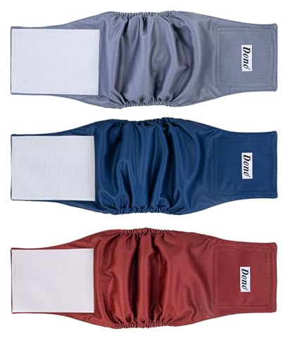 Dono Bandas para el vientre para perros machos, reutilizables, 3 piezas, pañales para perros, pañales para cachorros, envolturas masculinas para incontinencia, entrenamiento de cachorros, viajes