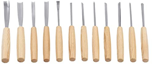Ensemble d'outils de sculpture sur bois, kit d'outils de gravure sur bois 12 pièces, outils de sculpture sur bois, ensemble de ciseaux en acier avec manche en bois pour la gravure