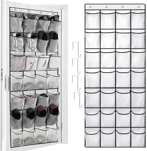 qimeyu Schuh Organizer Hängend,Schuhregal Tür Hängend,Organizer über der Tür für Schuhe mit 28 Taschen,Multifunktionale Schuhregals Türs für Schlafzimmer Badezimmer