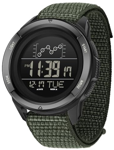 findtime Military Watches for Men Tactical Digital Waterproof Watch Stopwatch Alarm Calendar Display Nylon Strap Sports Outdoor Wristwatch Electronic Mens Watch