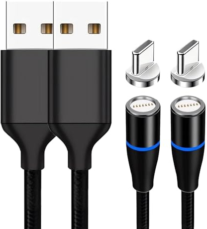 Pevlkawr Cargador Magnético Usb C Cable De Carga Micro Usb a Usb Nylon Trenzado Transferencia De Datos Carga Rápida 2m Paquete De 2 Para Dispositivos Tipo C