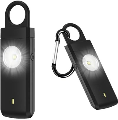 Persönlicher Alarm für FrauenSchlüsselanhänger, Wiederaufladbar Anthrazit | 135 dB Sirene, Stroboskop und LED-Licht, USB-C aufladbar, schnell aktivierbar und kompakt für Tasche, Rucksack oder Schlüssel