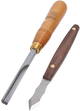Jectse Ensemble de Ciseaux à Bois en Acier SK5 à 90 Degrés, Lame épaissie, Manche Long, Burin à Mortaise carré avec Burin Plat pour le Travail du Bois, Manche Confortable en Bois de