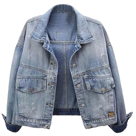 RYTEJFES Giubbotto di Jeans Donna Giacca Giubotto Imbottita Giubbotti Oversize Lunga Giubbino Estiva Giacche Estivo Corto in Bomber Smanicato Giacchino Primaverile