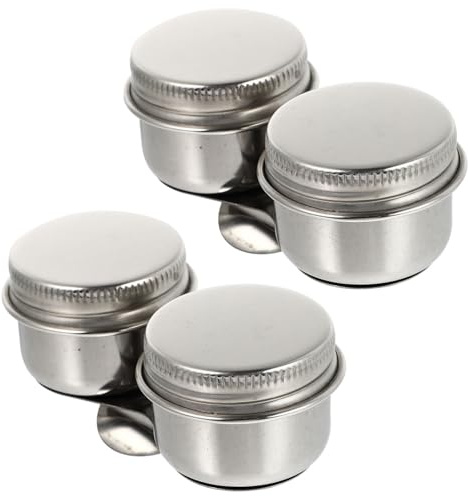 GRIRIW Set 2 Pezzi Tazza per Tavolozza Olio in Acciaio Inossidabile Coperchio, Lavaggio Pennelli Pittura Portatile per Casa e Scuola Riutilizzabile