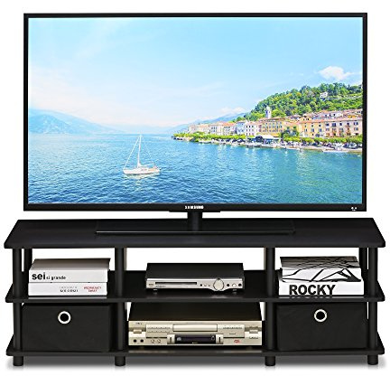 Furinno Econ TV Entertainment Center with Storage Bins, Espresso/Black