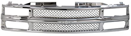 Garage-Pro Front Grille Assembly For Chevrolet Truck, C1500 1994-1999, C2500 1994-2000, C3500, K1500 Models With Dual Headlights, Chrome
