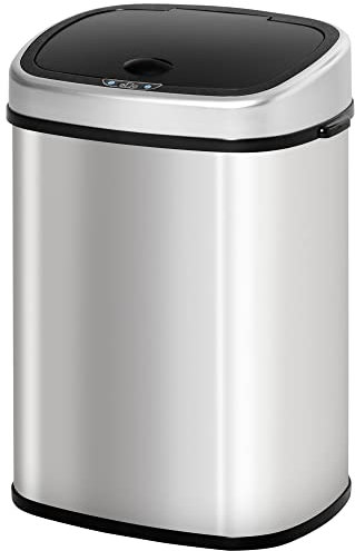 HOMCOM Stainless Steel Kitchen Sensor Dustbin Automatic Touchless Rubbish Garbage Waste Bin 58L Silver