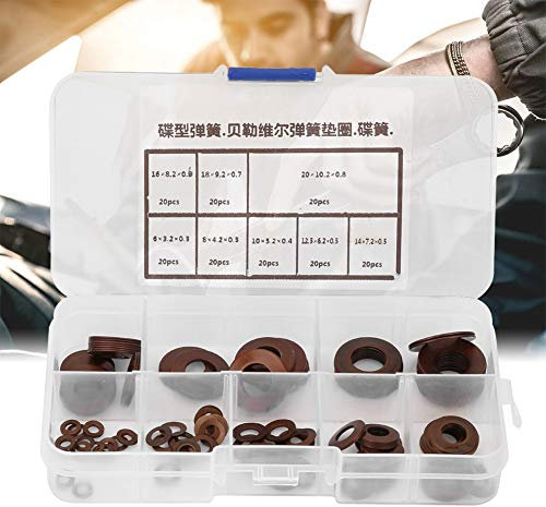 160Pcs Rondelle Assortimento Kit, 8 Types Set di Rondelle Belleville Rondelle Piatte Molla disc Large Penny Rondella Parafango Kit Assortimento di Rondelle Thread Flat Finish Washer