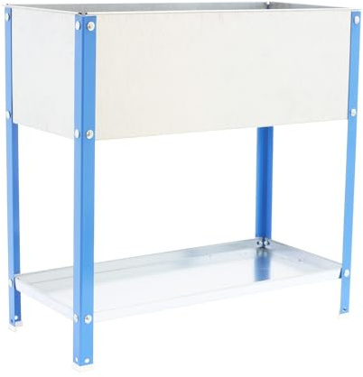 SimonRack Jardinieres Exterieures, Trous de Drainage, Capacité 200 L, 850x1200x600 mm Bleu/Galvanisé -Simon Garden