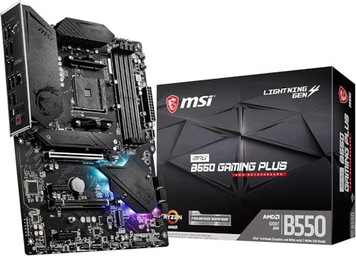 MSI MPG B550 Gaming Plus Motherboard (AMD AM4, DDR4, PCIe 4.0, SATA 6Gb/s, M.2, USB 3.2 Gen 2, HDMI/DP, ATX)