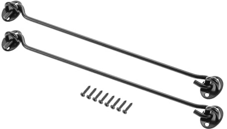 Mgoodoo 2Pcs 12 Inch/300mm Hook and Eye Latch,Stainless Steel,Black