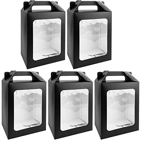 Geschenkboxen mit Sichtfenster, Design 1, 18cm x 13cm x 30cm, 350 g/m², schwarz, 5 Stück