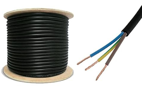 10mtr cut 3183Y 13 AMP Electrical Cable Black Round Mains Wire Flex 1.5mm 240V 3 Core