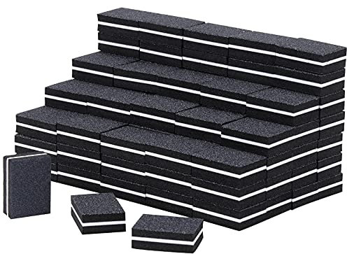Lot de 100 mini blocs polissoirs à ongles grain 180/100 lavables pour le soin des ongles (noir)