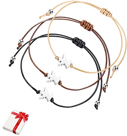 Juego de pulseras de plata de la suerte del ángel de la guarda de 3 piezas,BFF Amistad Señoras Cierre Tela Ángeles Pulsera Regalo para Niños Adolescentes Niñas Mujeres Mejor Amigo Bautizo Comunión