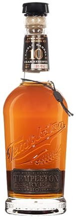 TEMPLETON RYE Single Barrel 10 ans - Rye Whisky (Sègle) - Notes de Chocolat, Vanille & Miel - A déguster pur ou avec un glaçon - 52% Alcool - Origine : Etats-Unis - 70cl