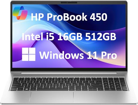 HP ProBook 450 G10 Business Laptop (15.6 FHD Anti-Glare, Intel 10-Core i5-1334U, 16GB RAM, 512GB SSD, (Beats i7-1255U)) Backlit KB, Webcam, Ethernet, Wi-Fi 6E, Win 11 Pro w/ AI Copilot, Silver