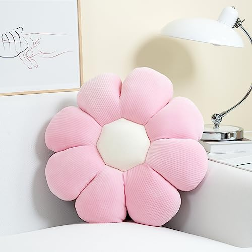 Sioloc ‌Blumenförmiges Kissen, Gänseblümchen-Kissen, Bodenkissen, Sitzkissen, Wohndekoration & Plüsch-Wurfkissen für Bett, Sofa, Sessel (Rouge, 38cm)