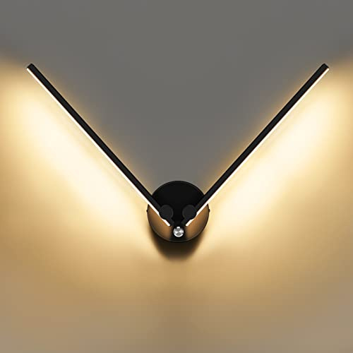 KAWELL 12W Moderne LED Wandleuchte mit Schalter Innen LED Wandlampe | mit 300° Drehbaren Lampenarmen, für Schlafzimmer Wohnzimmer Hintergrund Wand Flur Treppengang