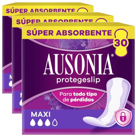 Ausonia Salvaslip Protegeslips/Salvaslips, 30 Unidades con Sistema No Olor, Máxima Protección (Paquete de 3)