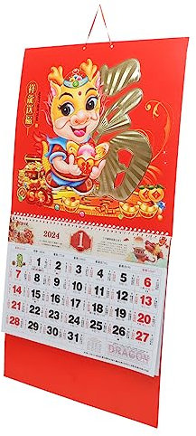 MAGICLULU Wandkalender Zum Aufhängen Kalender Im Chinesischen Stil Dekorativer Jahreskalender Monatskalender Mit Mondphasen Hochwertiges Papier Einfach Aufzuhängen