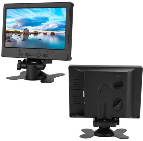 Qiilu Monitor de 7 Pulgadas Pantalla LCD TFT de 1920x1080 Monitor de Computadora Portátil/Monitor de Juegos Pequeño para Pantalla de Automóvil RAS Erry Pi CCTV con Soporte Entradas de