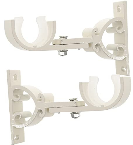 Gardinenhalterung für Wand 2 Stück, Verstellbar, Weiß | Ersatz Wandhaken, Abs und Aluminiumlegierung, für 22mm Rohrdurchmesser, 5mm Stärke