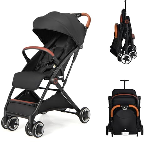 LIFEZEAL Kinderwagen Klappbar, Babywagen Klappbar mit Sonnenschutz, Reisebuggy mit Rückenlehne & Verdeck, Kombikinderwagen für Baby 0-3 Jahren