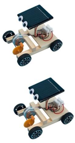 UPKOCH 2piezas Mini Coche De Juguete Solar para Niño Niña Kit De Ensamblaje Educativo De Madera Juguete Científico para Desarrollo Creativo y Práctico