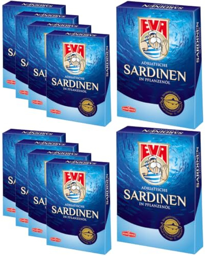 EVA Adriatische Sardinen in Pflanzenöl 100 Gramm x 10 Konserve