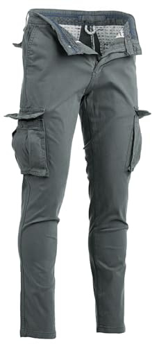 Instinct Pantaloni Cargo Uomo Estivi Slim Fit Tasconati con Tasche Laterali Militari da Lavoro Trekking Outdoor Pantaloni Multitasche Leggeri Traspiranti in Cotone Primavera Estate 50 Grigio K-712
