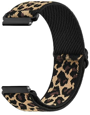 Tobfit 20mm Nylon Geflochtenes Armband für Samsung Galaxy Watch 4 40mm 44mm, Watch 4 Classic 42mm 46mm - Verstellbares Elastisches Uhrenarmband für Herren und Damen (Leopard)
