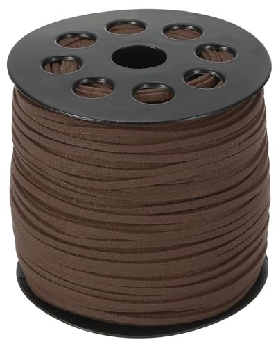 PATIKIL 98 Iarde Corda Pelle Scamosciata 2.5mm Bobina Curry Scuro | Cordoncino Piatto Pelle Scamosciata Finta, per Collane Bracciali Perline Creazione di Gioielli