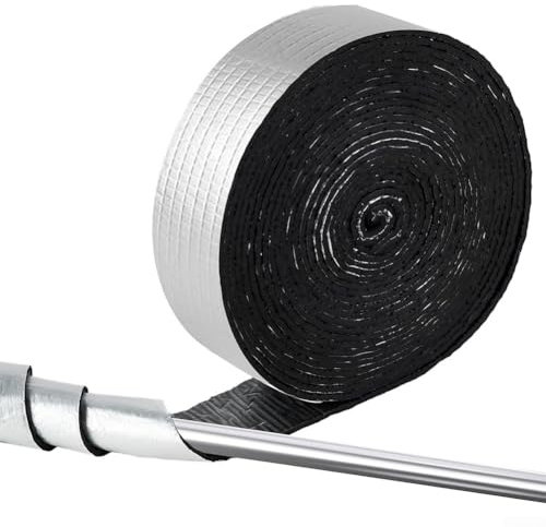 Oniissy Ruban isolant en mousse pour tuyau d'extérieur de 10 m, kit d'isolation de tuyau en aluminium, réflecteur en feuille d'aluminium épaisse, bande réfléchissante pour isolation contre le gel