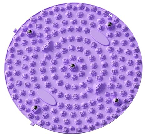 BYYLECL Tappetino per agopressione per massaggio ai piedi, tappetino rilassante per piedi, tappetino rotondo per riflessologia del piede, tappetino portatile per casa, viola, 55 cm