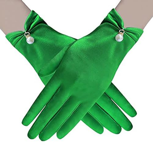 BrightGlow Damen Kurze Handschuhe Elegante Satinhandschuhe Brauthandschuhe Opera Handschuhe 1920s Handschuhe Abendhandschuhe Party-Handschuhe für Opera Fest Party Hochzeit Braut