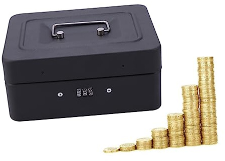 DIYEAH Thickened Metal Cash Box Money Box Counter Combination Lock Key for Cashier Safety