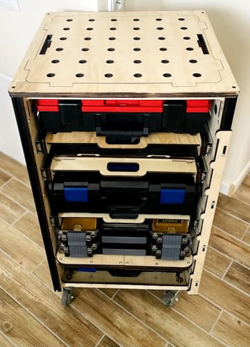 Rollwagen- Rollcontainer - wie Workmo Kompatibel mit L-Boxx Systemen - Perfekt auch als Fahrzeugeinrichtung - ob als Betriebsausstattung oder in der eigenen Werkstatt als Regal - Mobile Werkstatt