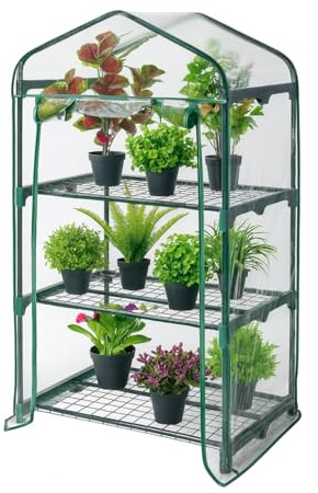 Paluplus Serra da Balcone e Giardino, Misura 69x49x125 cm, Struttura in Acciaio e Telo in PVC, adatta per colture Invernali e Protezione per Piante e Fiori -4827F (3 Ripiani)