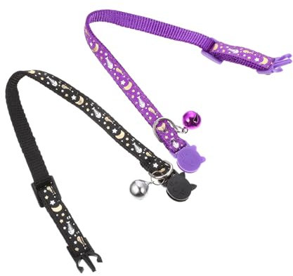 YARNOW 2stücke Nachtleuchtendes Katzenhalsband Mit Reflektoren Verstellbar Aus Pack Für Outdoor-aktivitäten Katzenkragen Mit Glocke Katzendekor Für Ausflüge Und Reisen