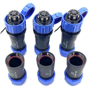 3 spine di collegamento SP21 a 7 poli, IP68, 7 pin, senza saldatura, connettore aeronautico impermeabile per lampade esterne, utilizza 500 V, 15 A (cavo 14 AWG, crimpatura a vite)